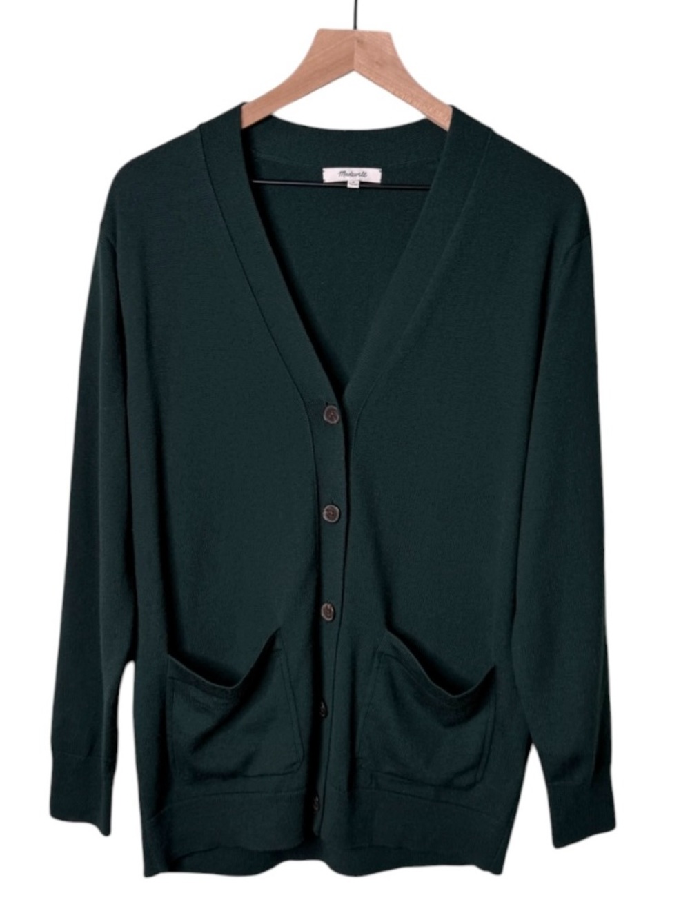 Madewell Merino Wool‎ Boyfriend Cardigan Sweater Luxury Forest Green Size Medium